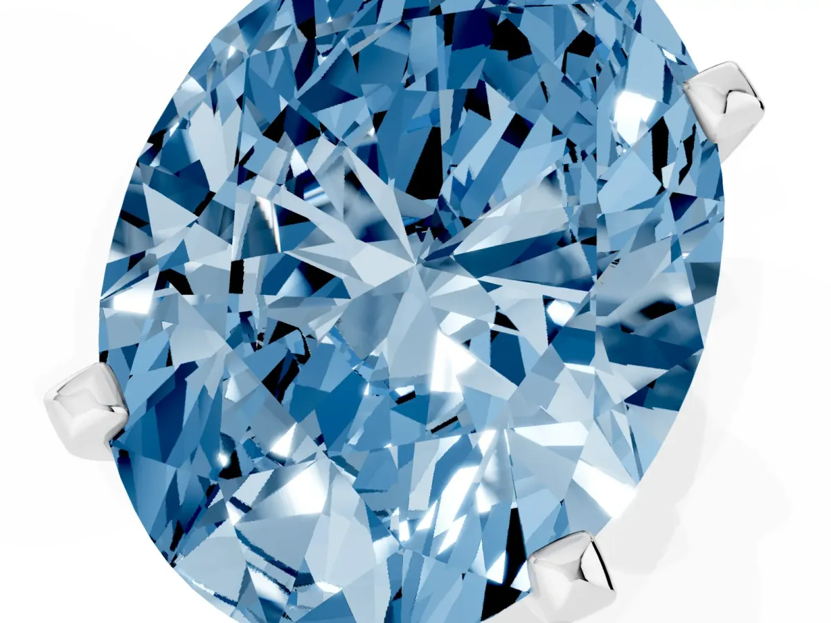 Fancy Blue Oval Cut Diamond Solitaire Ring with Prong Setting and Classic Band White gold