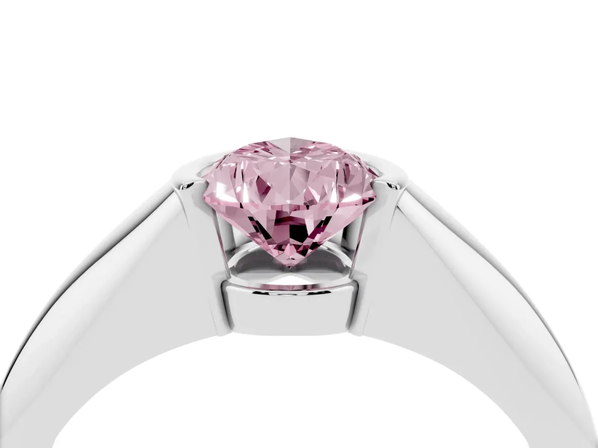 Fancy Pink Pear Cut Solitaire Tension Set Diamond Ring Silver