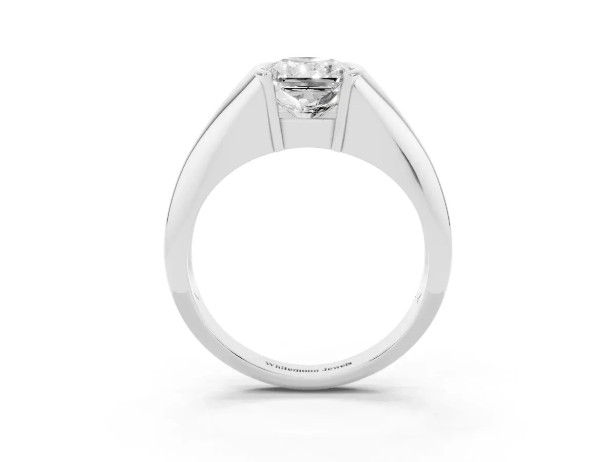 Radiant Cut Solitaire Tension Set Diamond Ring Silver