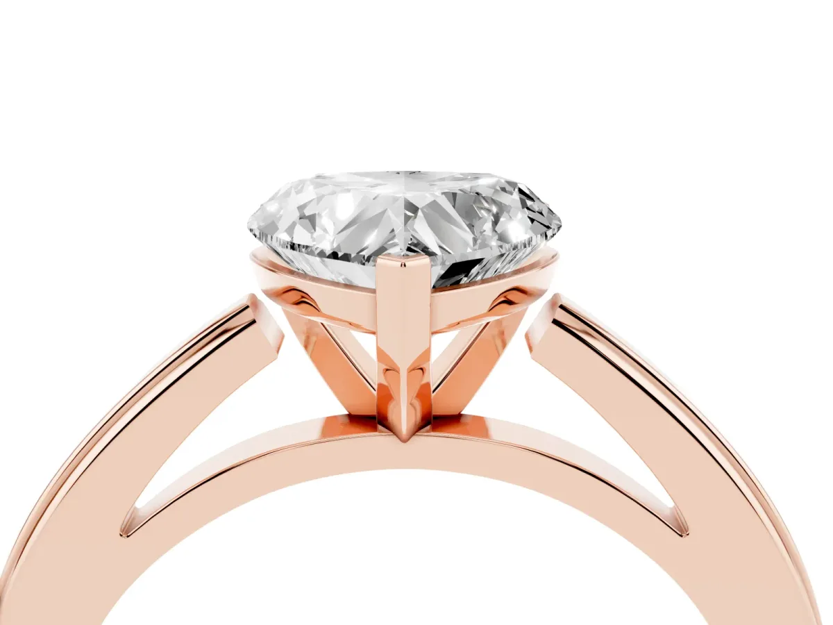 Heart Cut Solitaire Diamond Ring with Four-Prong Setting and Classic Band Rose gold