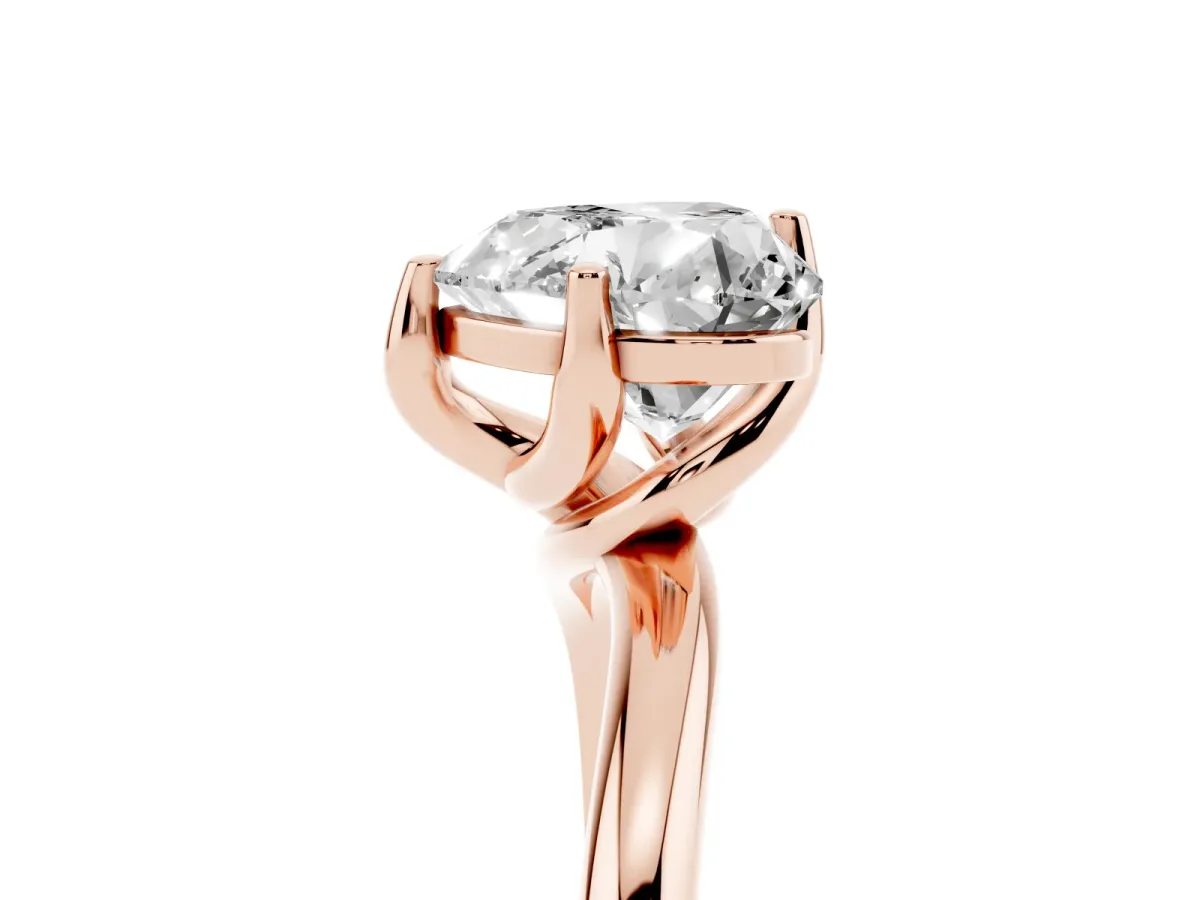 Heart Cut Diamond Solitaire Engagement Ring with Four-Prong Setting and Classic Band Rose gold