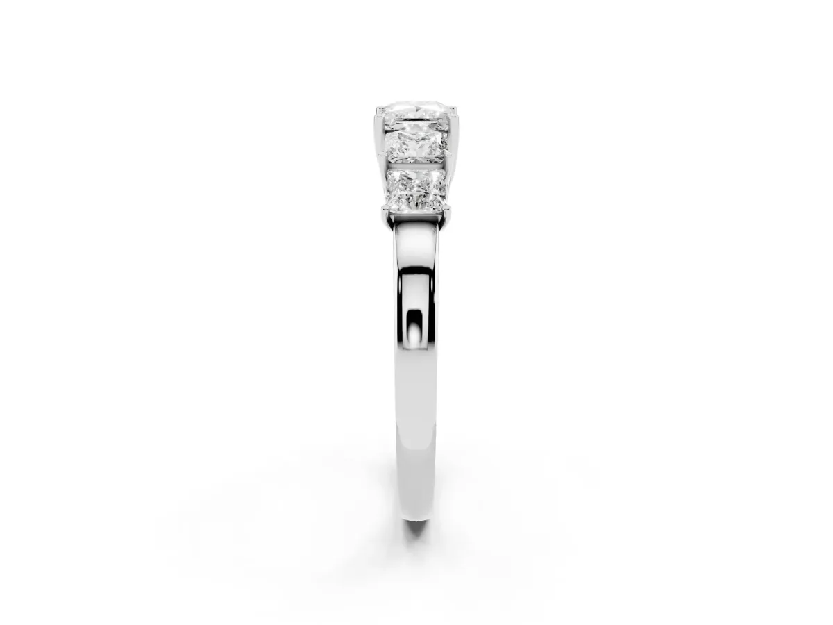 Princess Cut Five-Stone Diamond Ring with Classic Prong Setting White gold