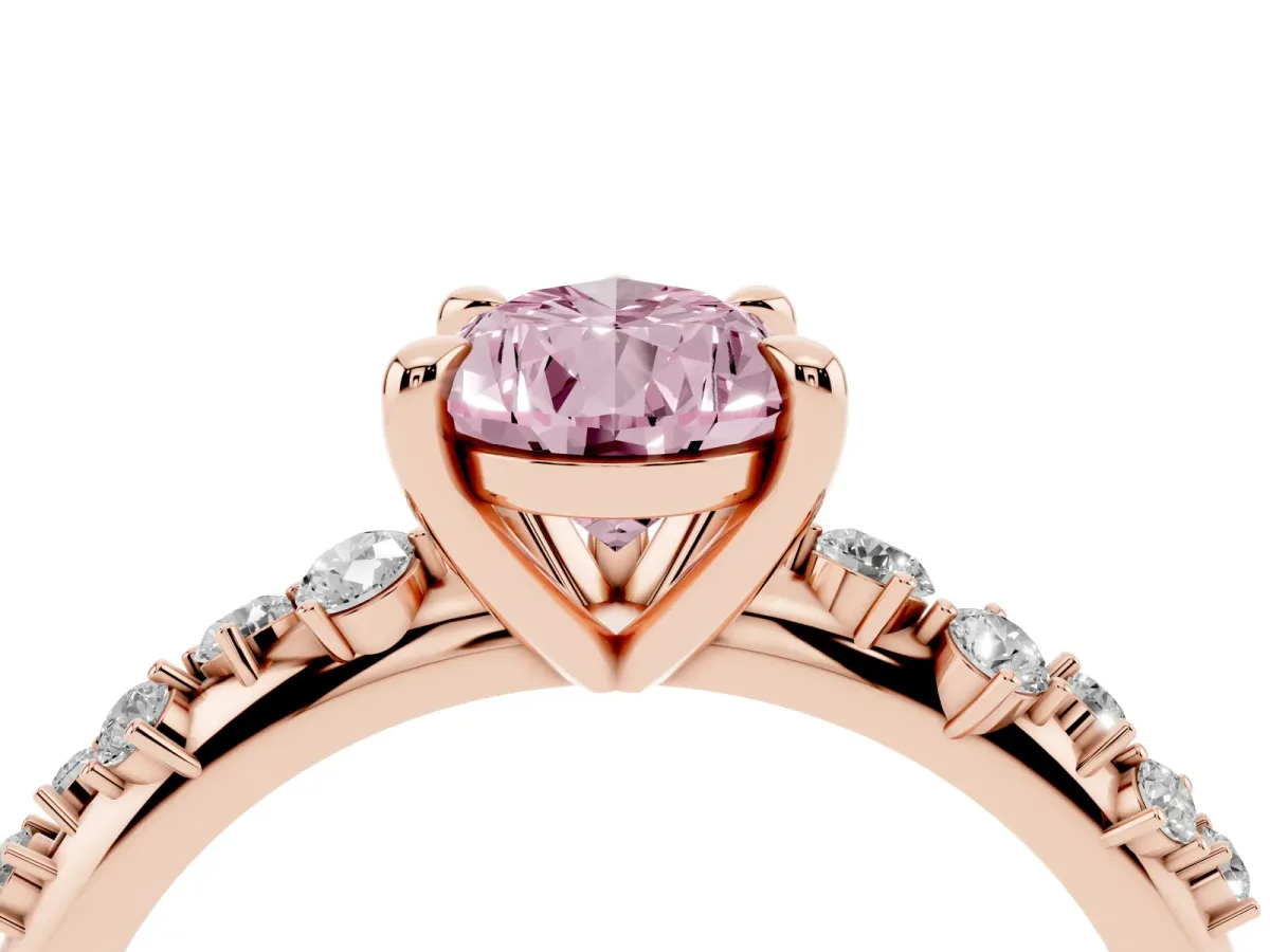 Fancy Pink Pear Cut Cut Diamond Vine Band with Four-Prong Setting Rose gold