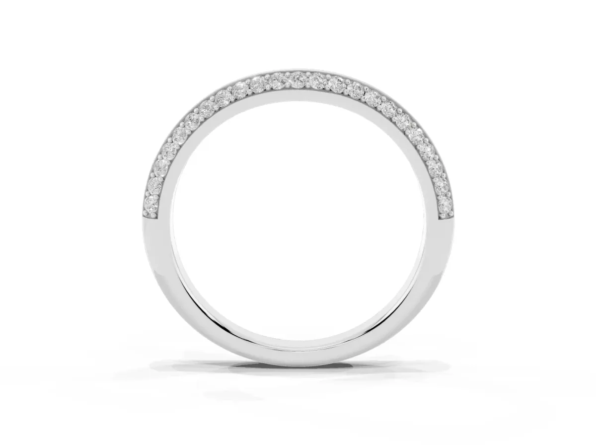 Pavé Round Diamond Wave Band with Shared Prong Setting Platinum