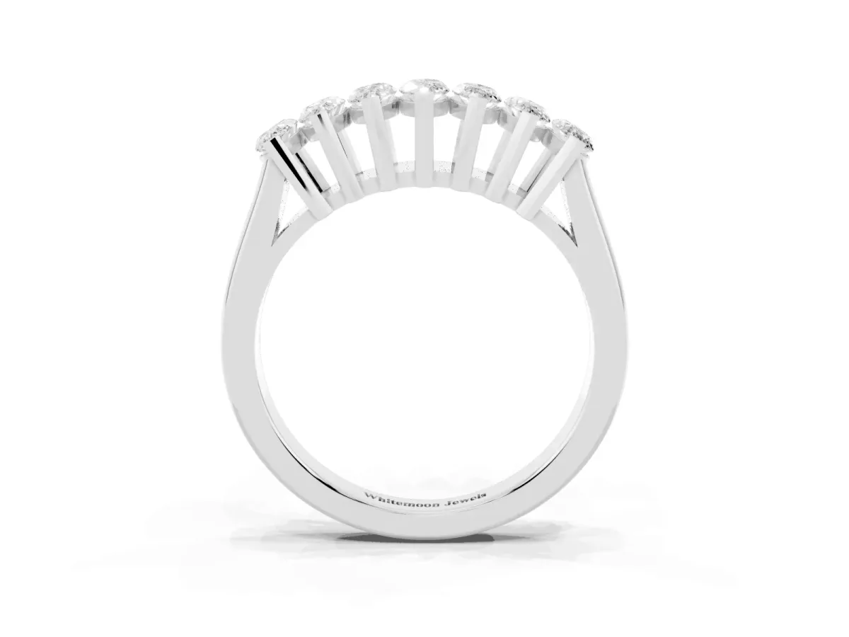 Marquise Diamond Prong Set White Gold Curved Band Silver
