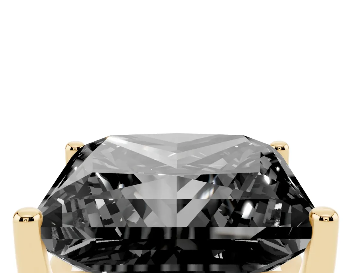 Fancy Black Princess Cut Cut Diamond Solitaire Engagement Ring with Tapered Plain Band and Four-Prong Setting Yellow gold
