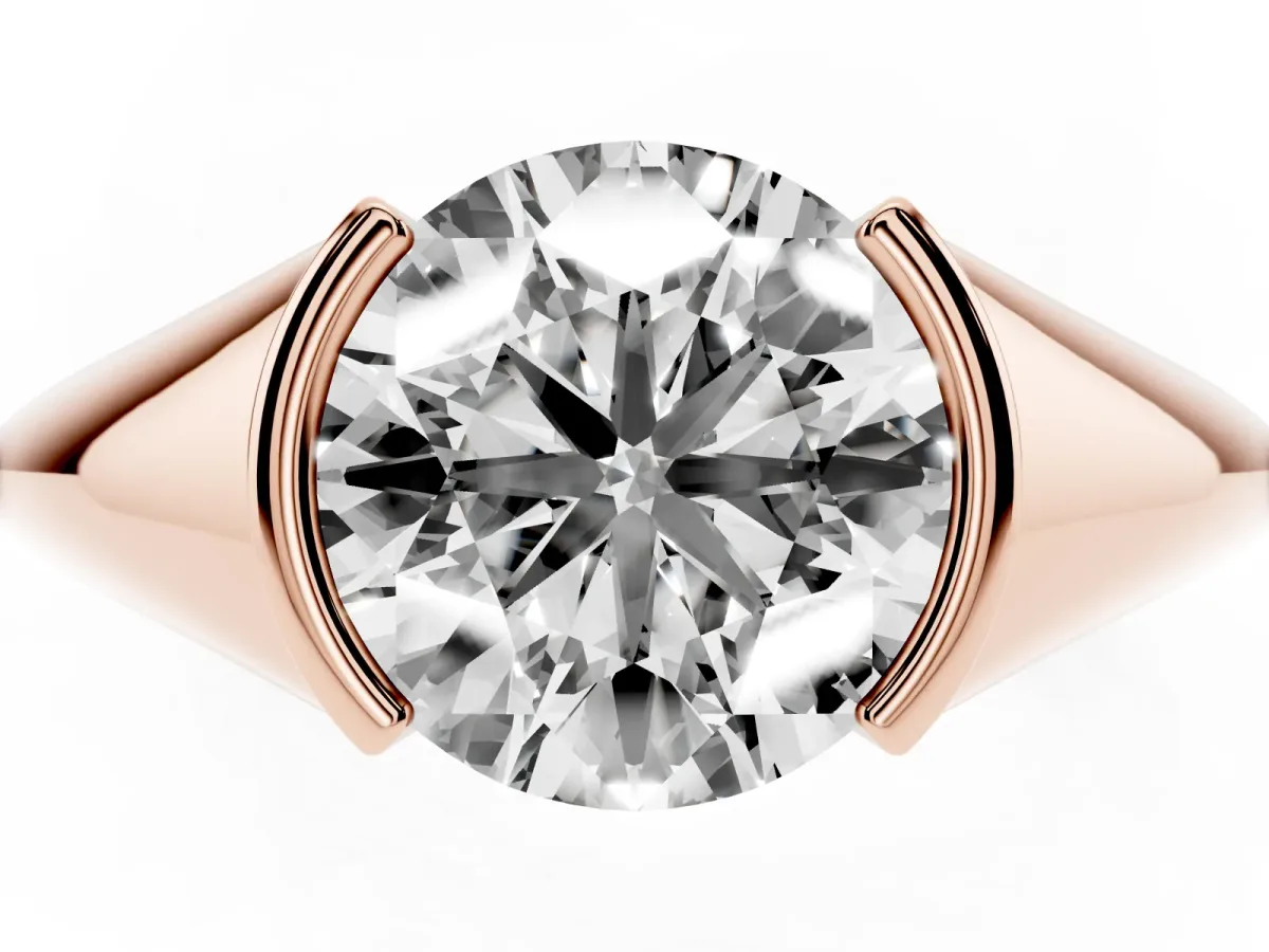 Round Cut Solitaire Tension Set Diamond Ring Rose gold