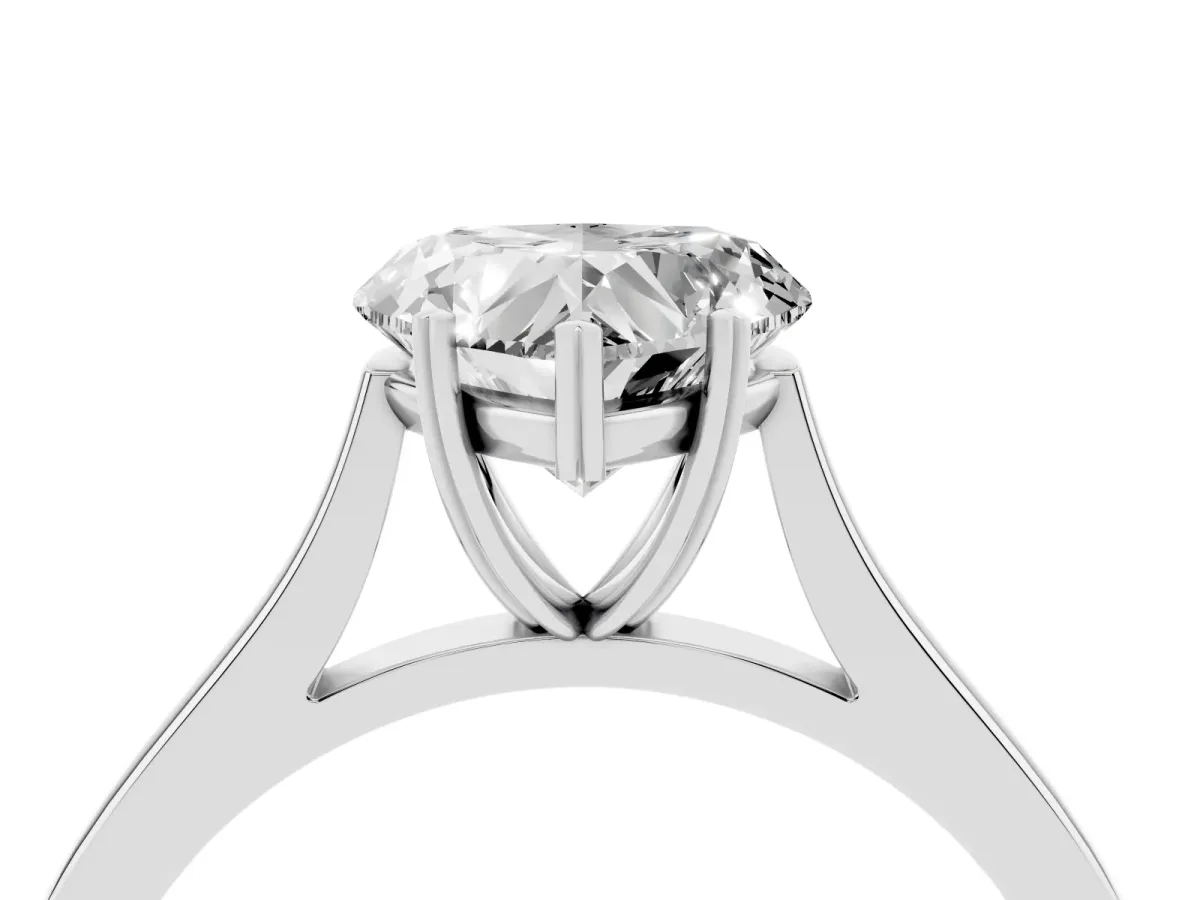Heart Cut Solitaire Heart Prong Engagement Ring with Tapered Band White gold