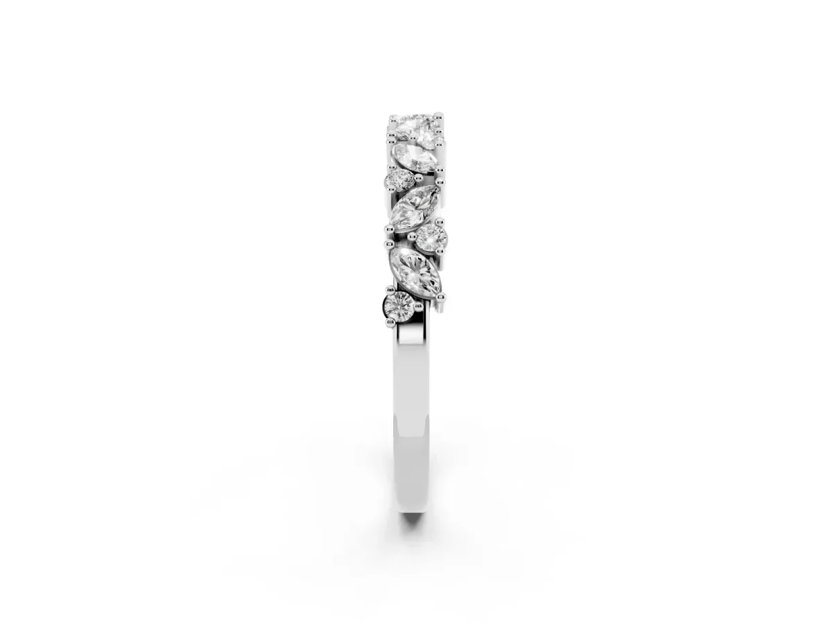 Marquise and Round Diamond Vine Eternity Band with Prong Setting Silver