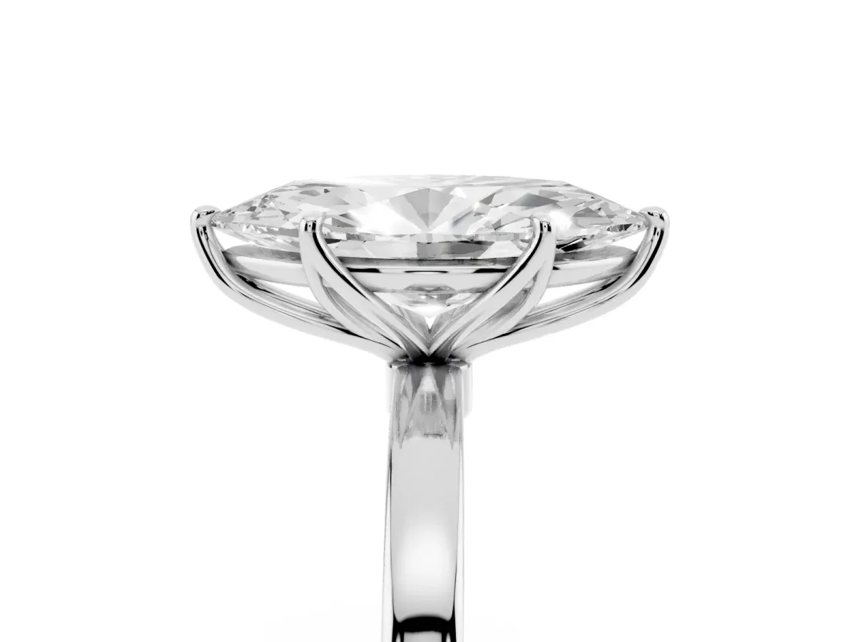 Marquise Cut Diamond Solitaire Ring with Thin Band and Prong Setting Silver
