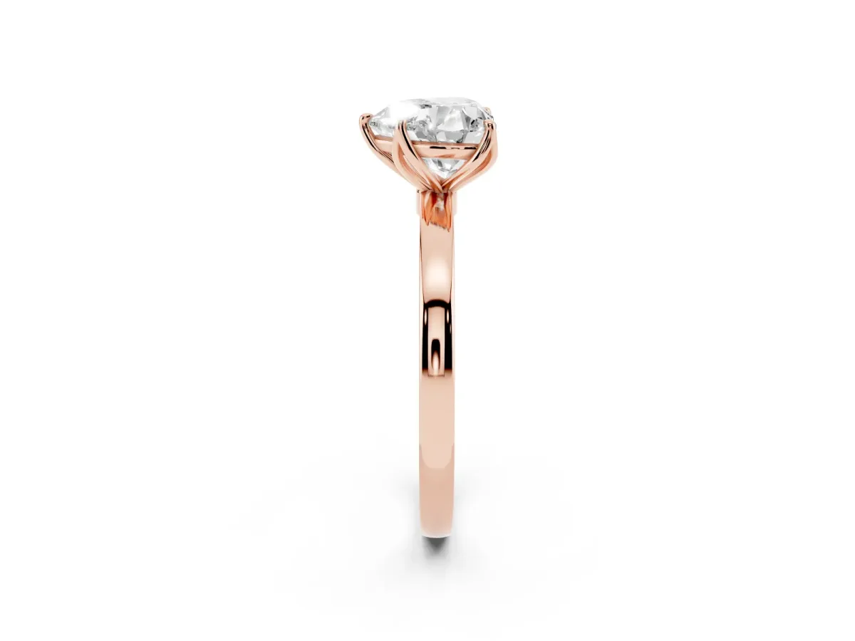 Heart Cut Diamond Solitaire Ring with Thin Band and Prong Setting Rose gold