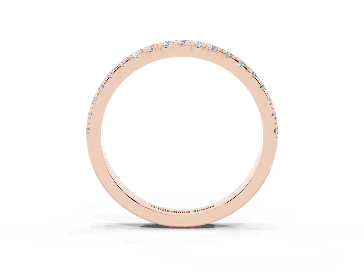 Pavé Round Diamond Half Eternity Band with Shared Prong Setting Rose gold
