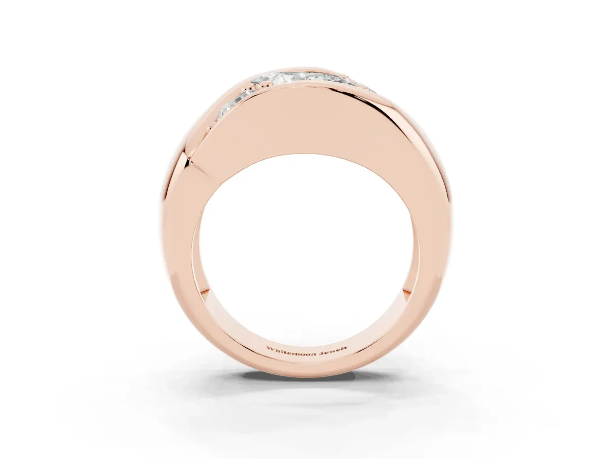 Channel Set Princess Cut Diamond Crossover Band Rose gold