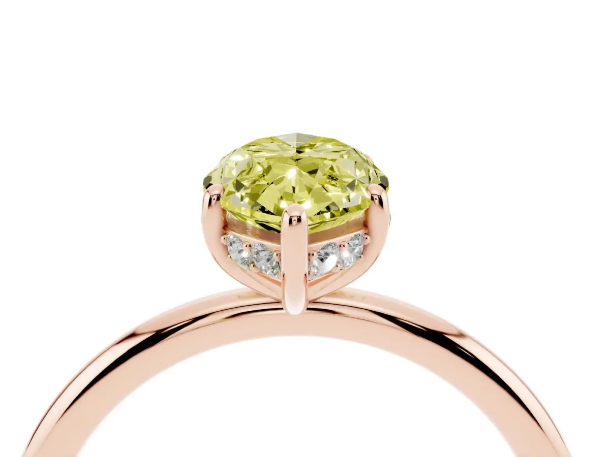 Fancy Yellow Marquise Cut Solitaire Diamond Ring with a Classic Band and Four-Prong Setting Rose gold