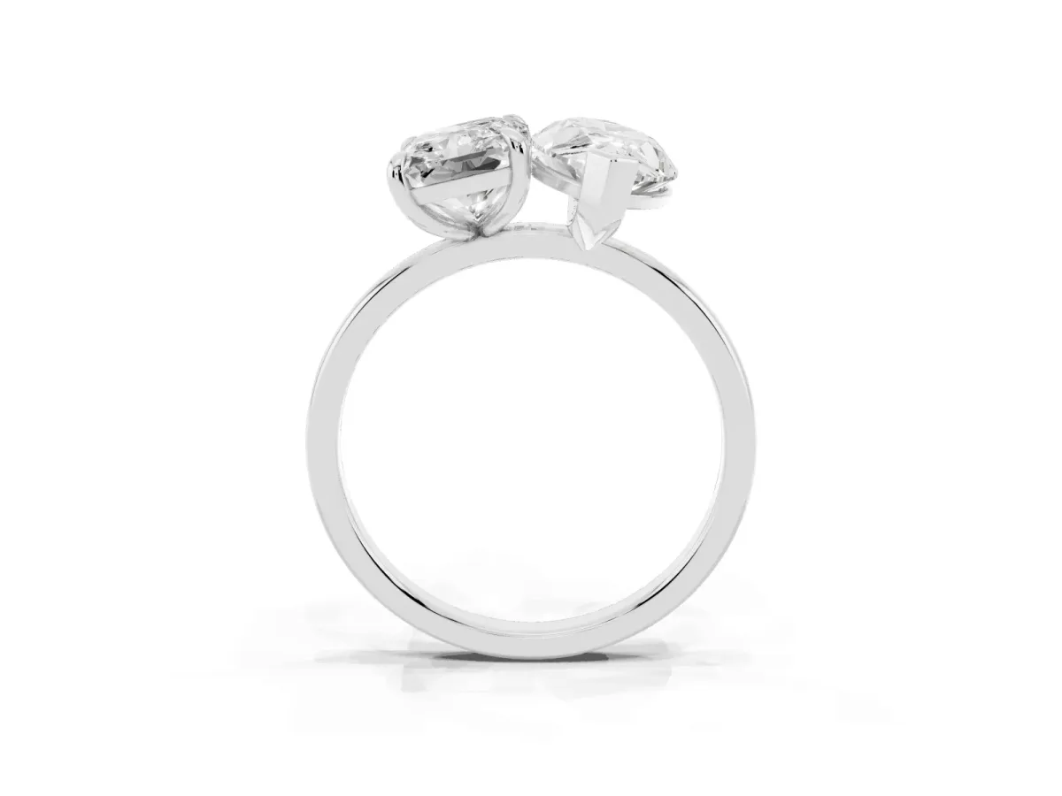 Radiant and Marquise Toi Moi Ring with Prong Setting and Plain Band Silver