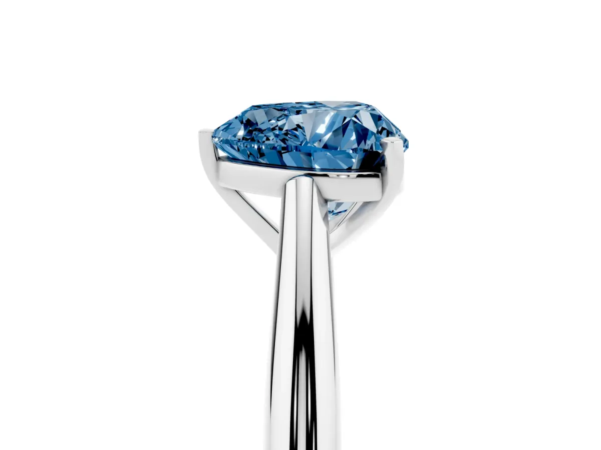 Fancy Blue Heart Cut Diamond Solitaire Engagement Ring with Cathedral Setting and Four-Prong Mount White gold