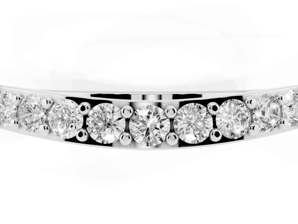 Round Diamond Pavé Set Curved Eternity Band Silver