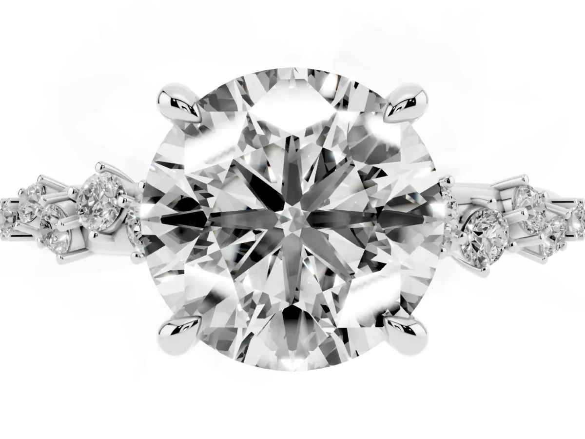 Round Cut Cut Diamond Vine Band with Four-Prong Setting Silver