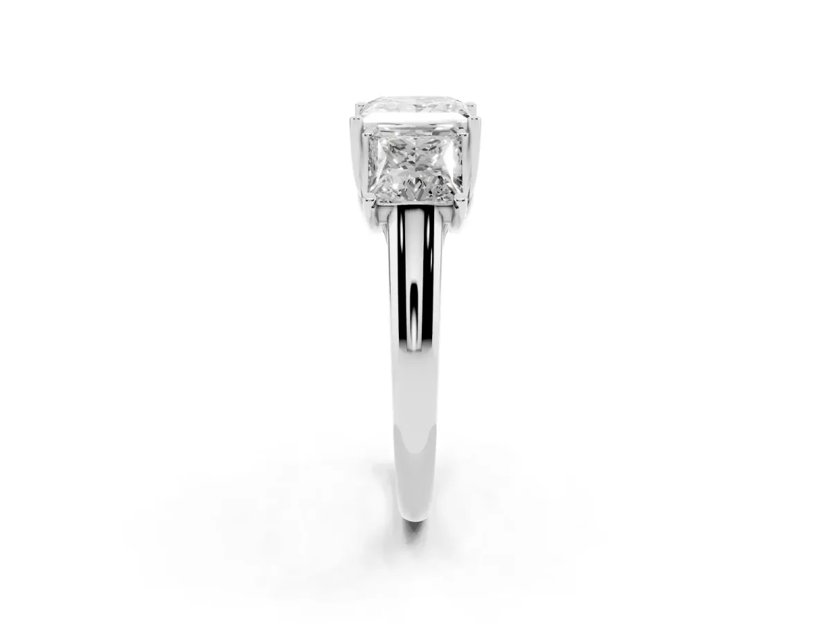 Three-Stone Princess Cut Diamond Engagement Ring with Prong Setting White gold