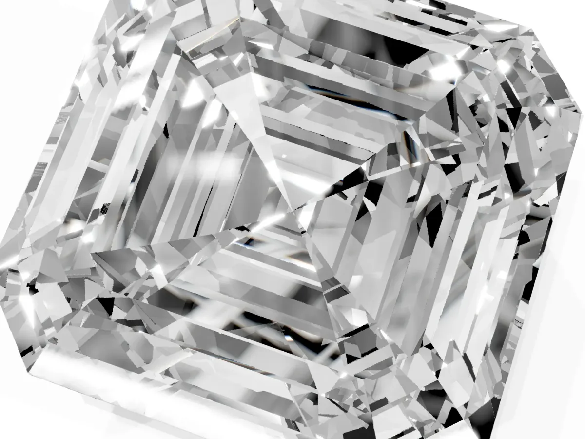 Asscher Cut Halo Diamond Ring with Milgrain Edge and Round Prong Setting Platinum