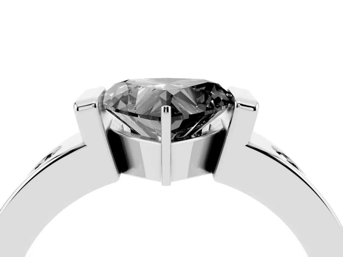 Fancy Black Heart Cut Brilliant Channel-Set Diamond Ring with Bezel Prong Setting Silver