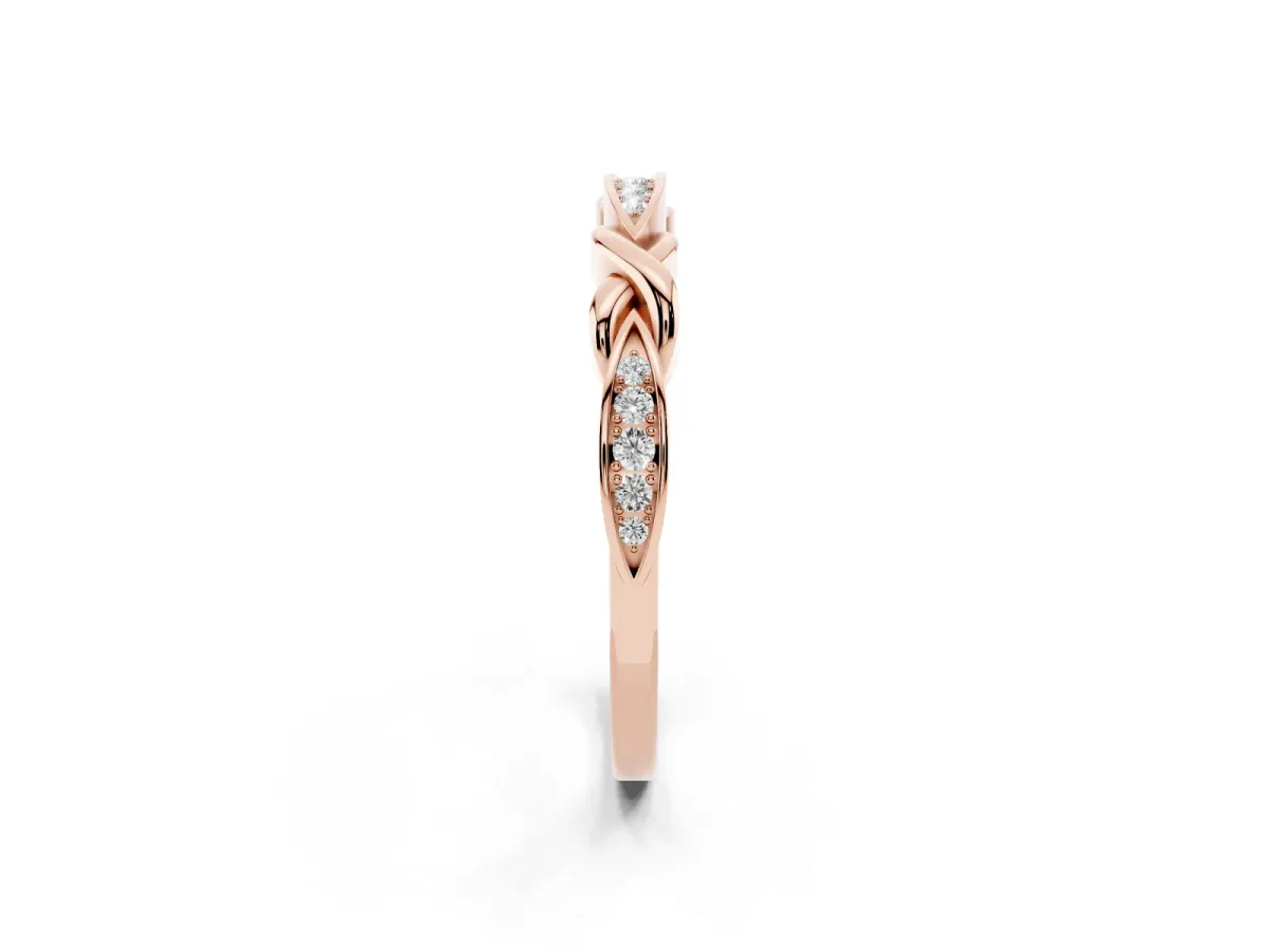 Twisted Marquise Diamond Pavé Band with Shared Prong Setting Rose gold