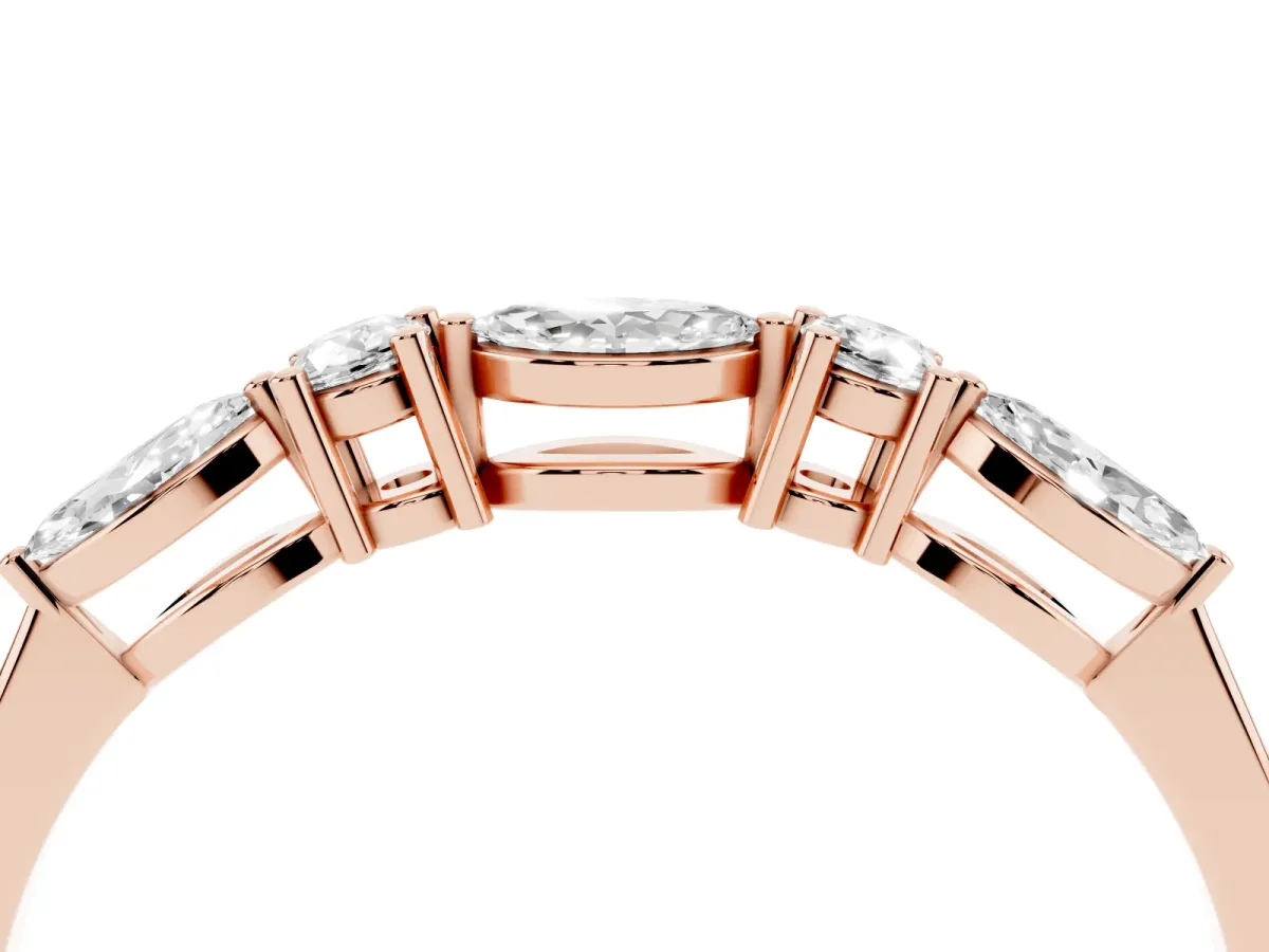 Prong Set Round Diamond Half-Eternity Band Rose gold
