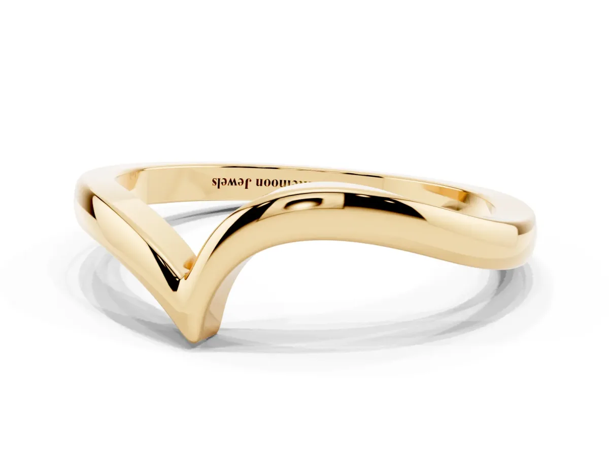 Chevron V-Shaped Contour Band Yellow gold