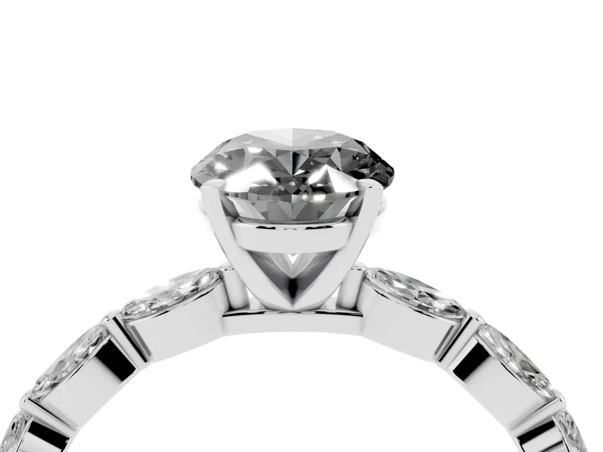 Fancy Black Oval Cut Diamond Ring with Marquise Side Stones and Prong Setting Silver