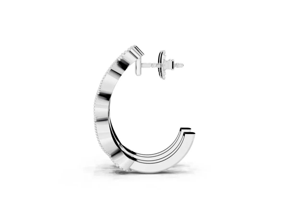 Milgrain Marquise Diamond Hoop Earrings with Bezel Setting White gold