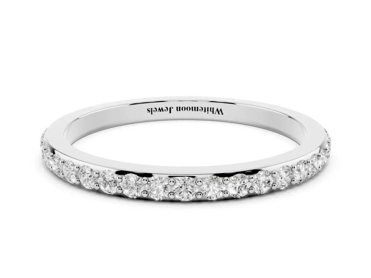 Pavé Round Diamond Eternity Band with Shared Prong Setting Silver