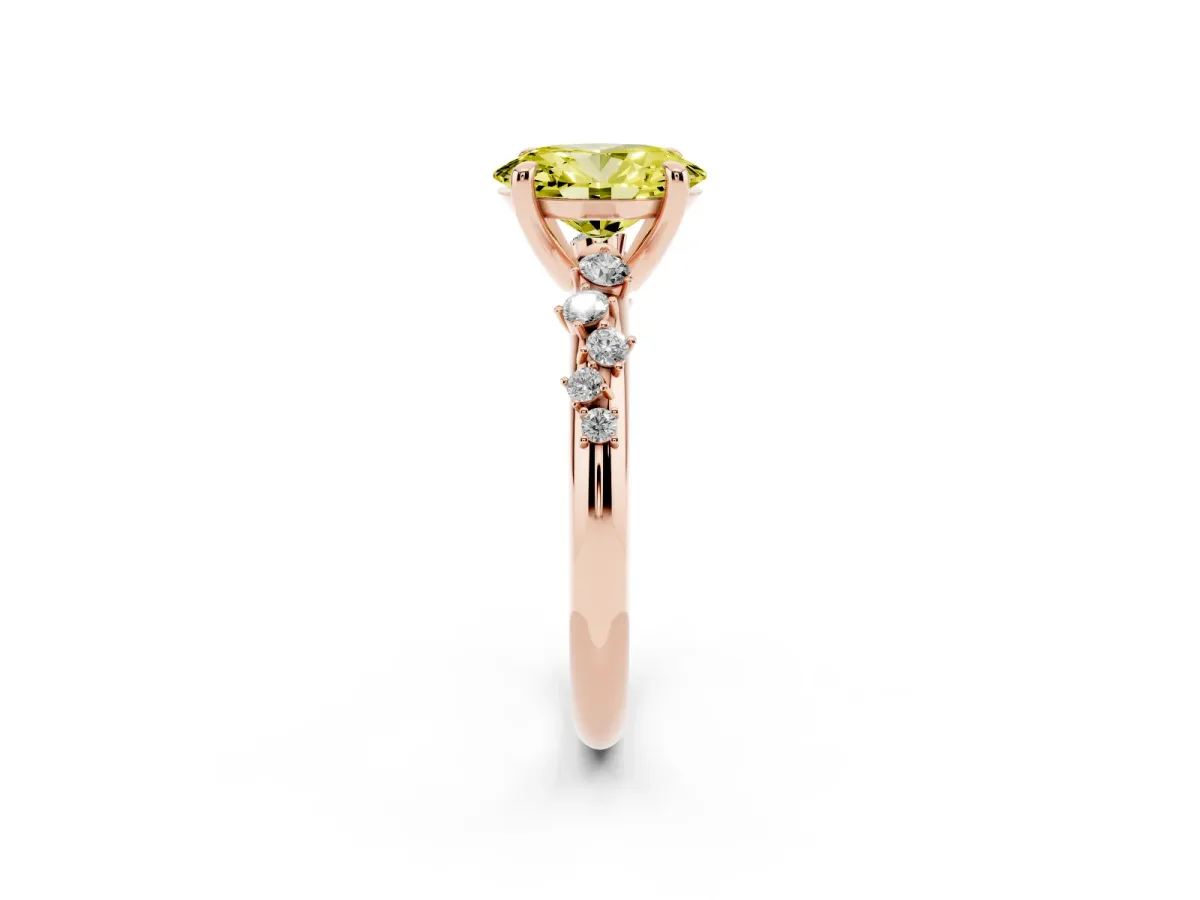 Fancy Yellow Oval Cut Cut Diamond Vine Band with Four-Prong Setting Rose gold