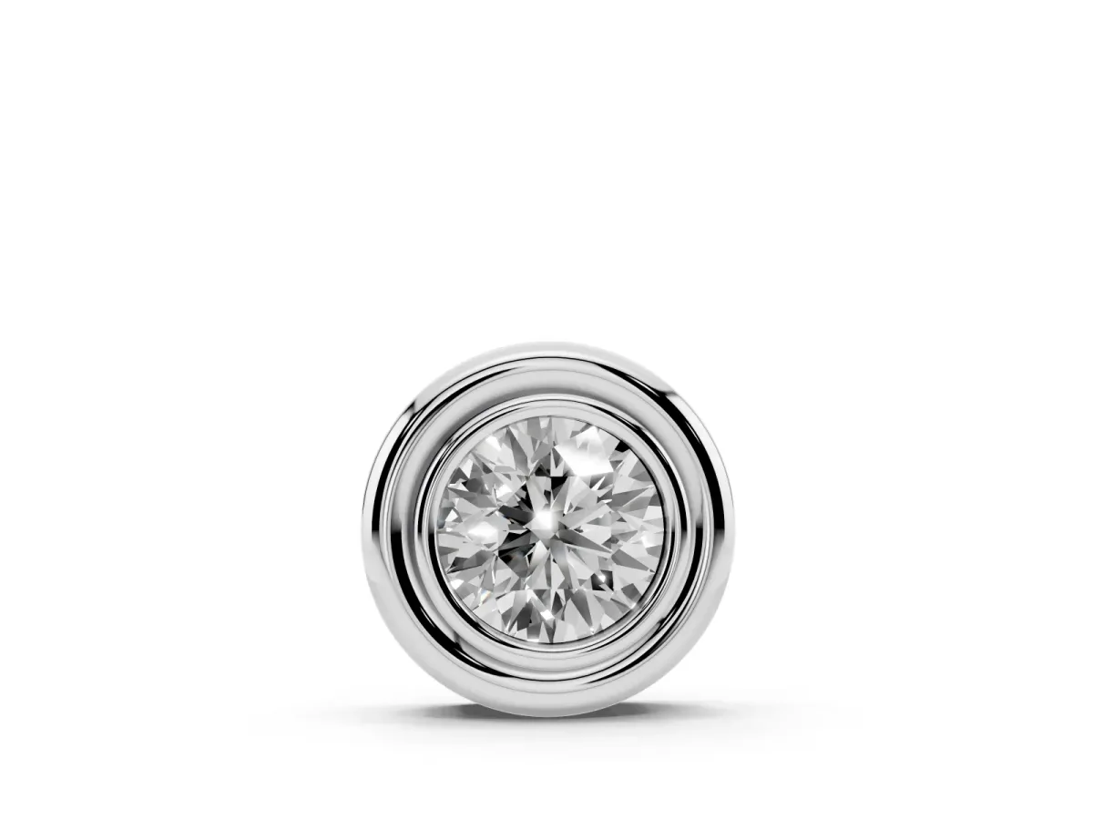 Bezel Round Diamond Pendant White gold