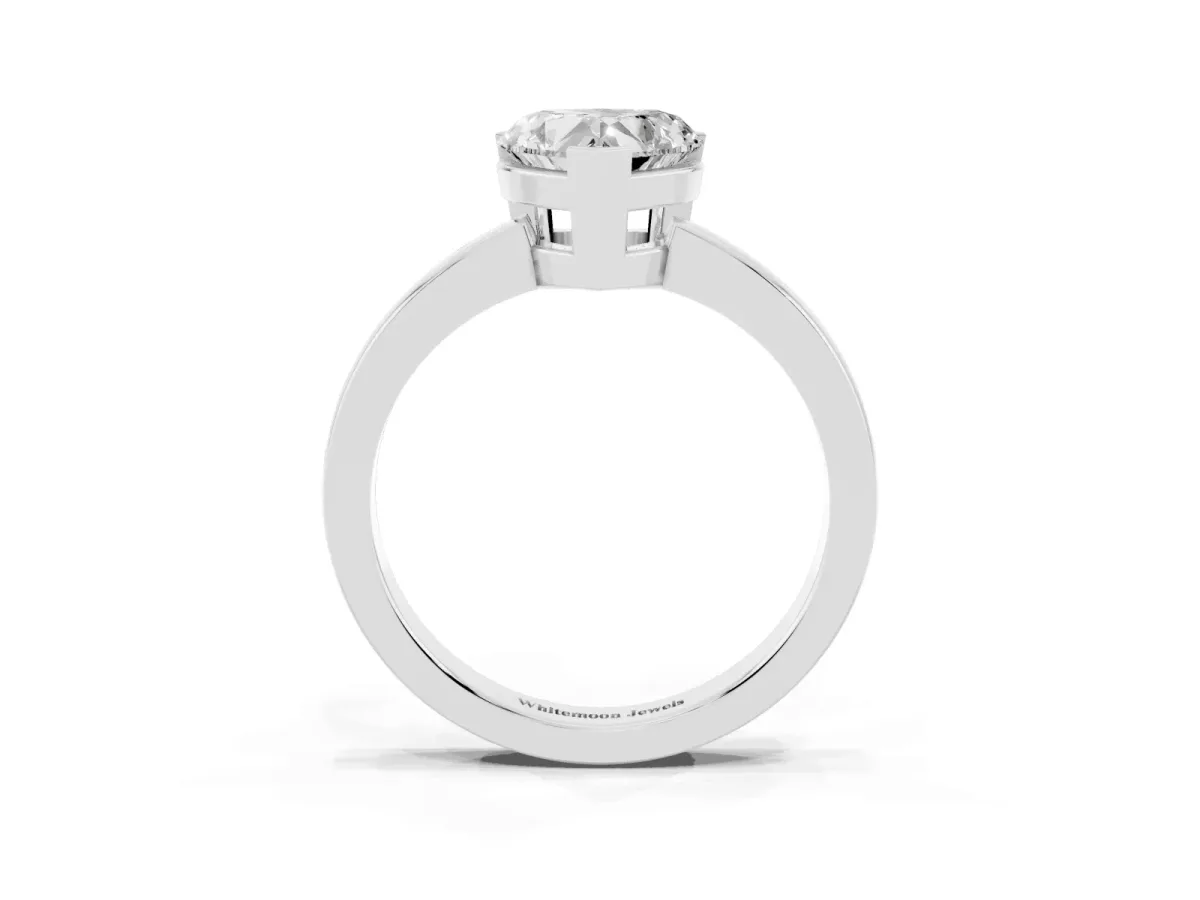 Heart Cut Cut Solitaire Ring with Four-Prong Setting and Classic Band Platinum