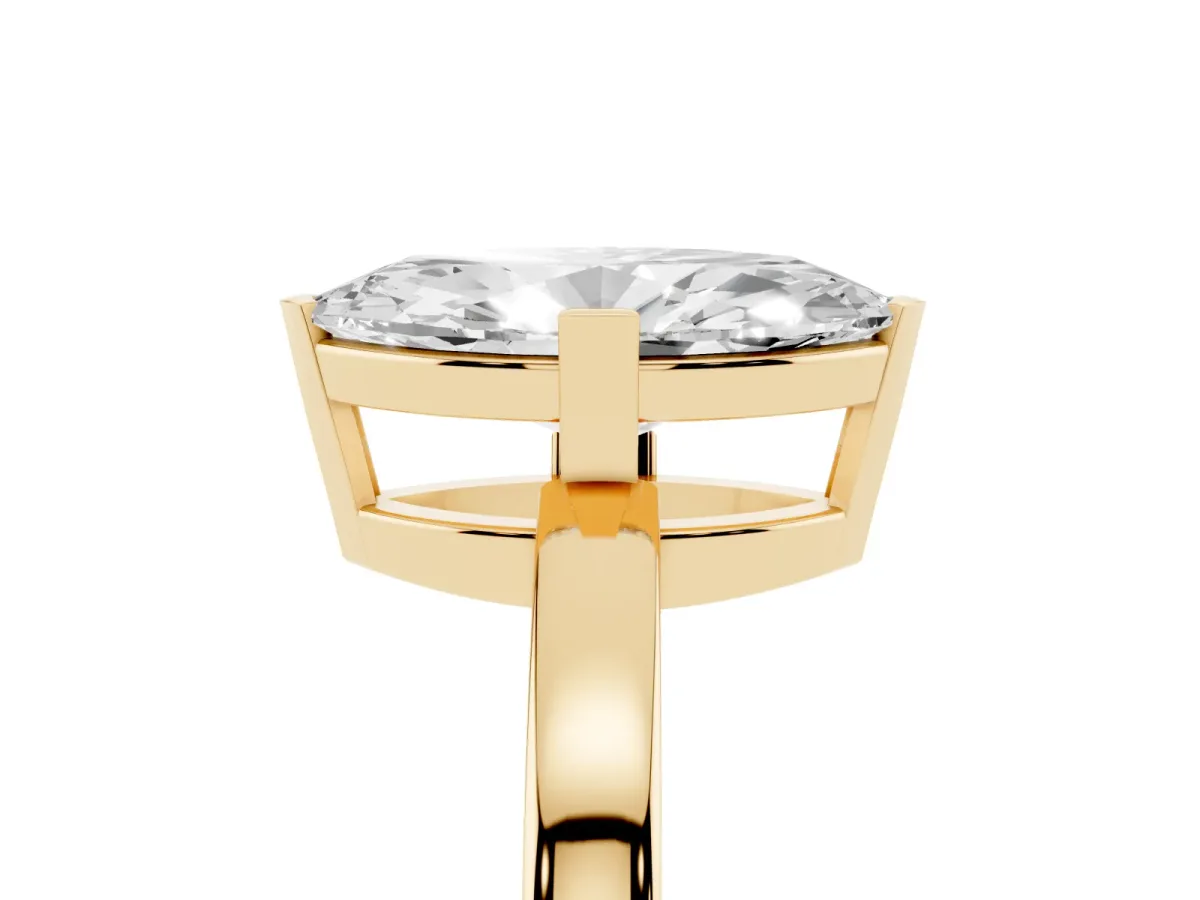 Marquise Cut Cut Solitaire Ring with Four-Prong Setting and Classic Band Yellow gold