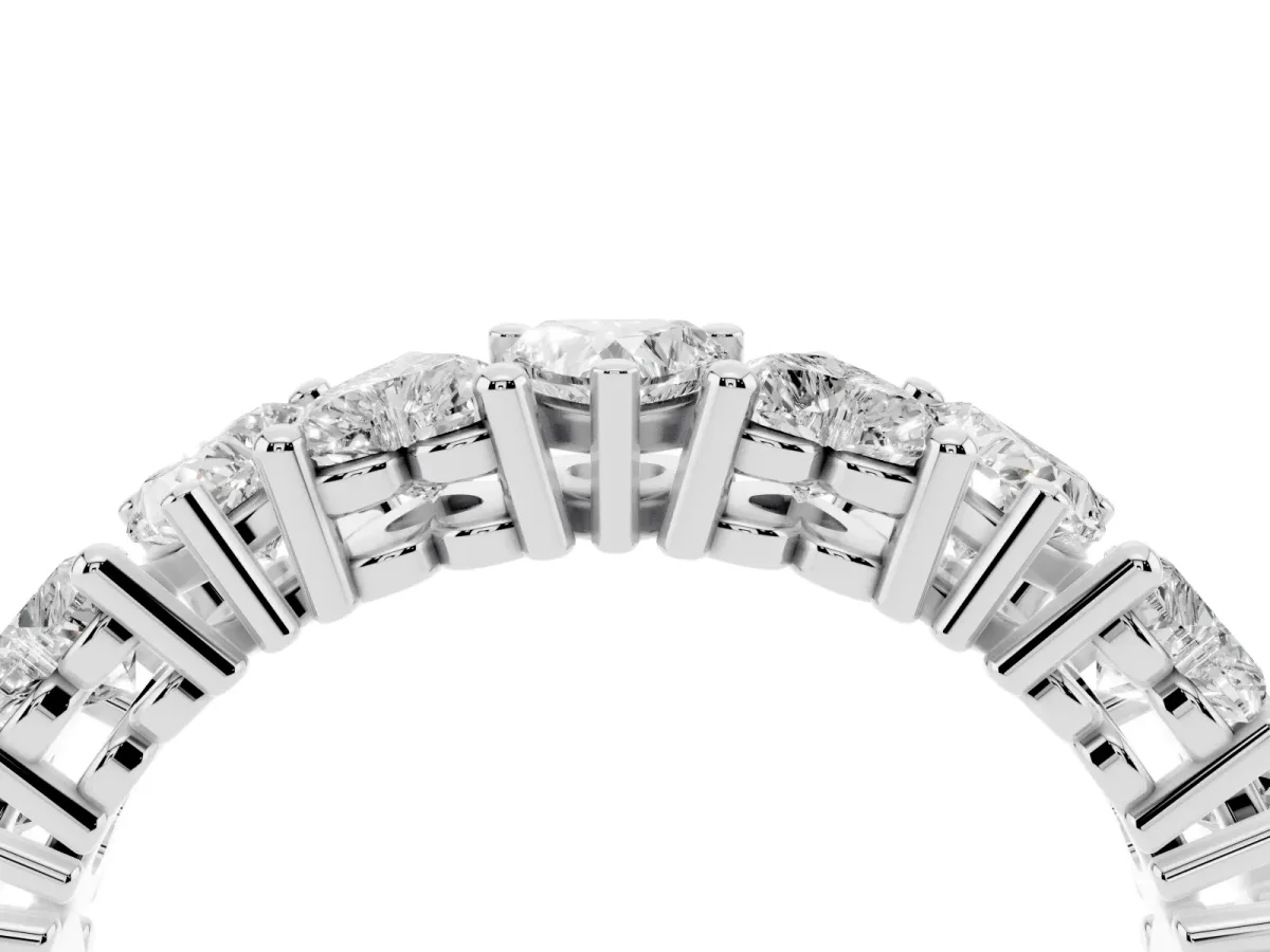 Heart Cut Eternity Band with Shared Prong Setting Silver