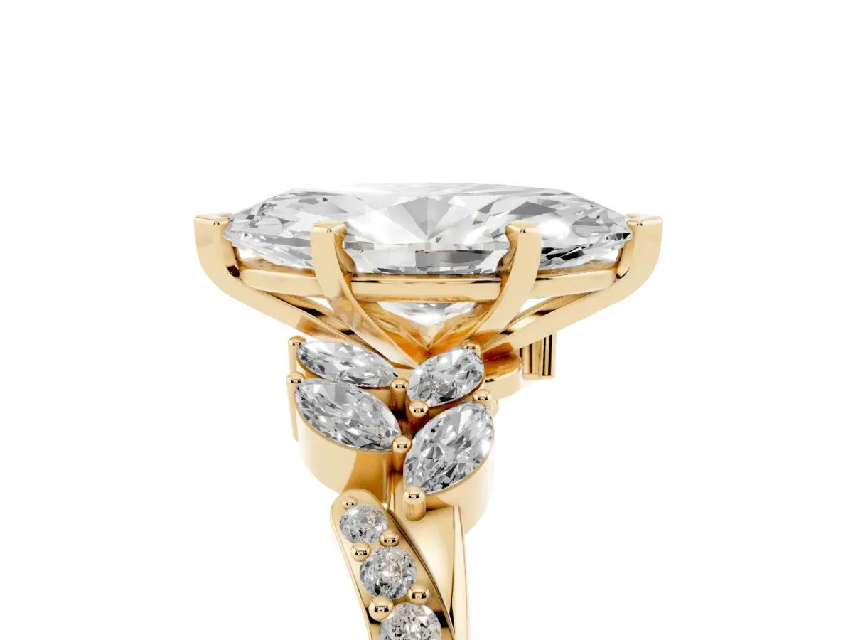 Marquise Cut Solitaire Marquise Twist Band with Six-Prong Setting Yellow gold