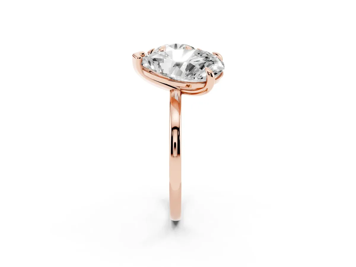 Round and Pear Toi Moi Ring with Prong Setting and Plain Band Rose gold