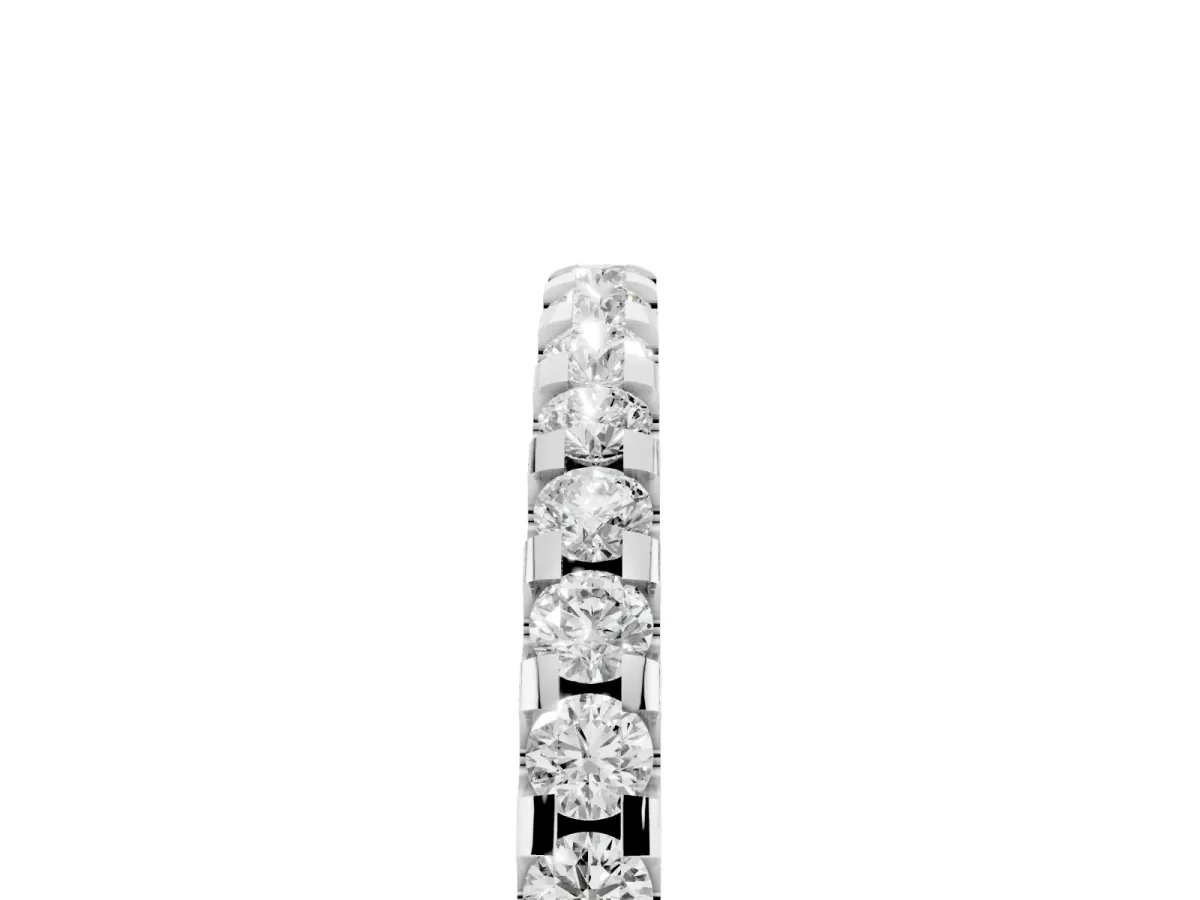 Round Diamond Half Eternity Band with Pavé Setting and Shared Prong White gold