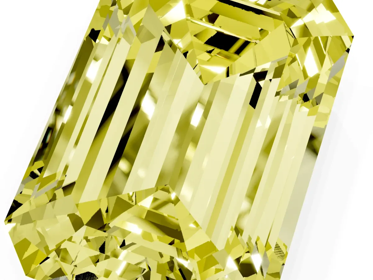 Fancy Yellow Emerald Cut Solitaire Twist Band Six-Prong Setting Silver