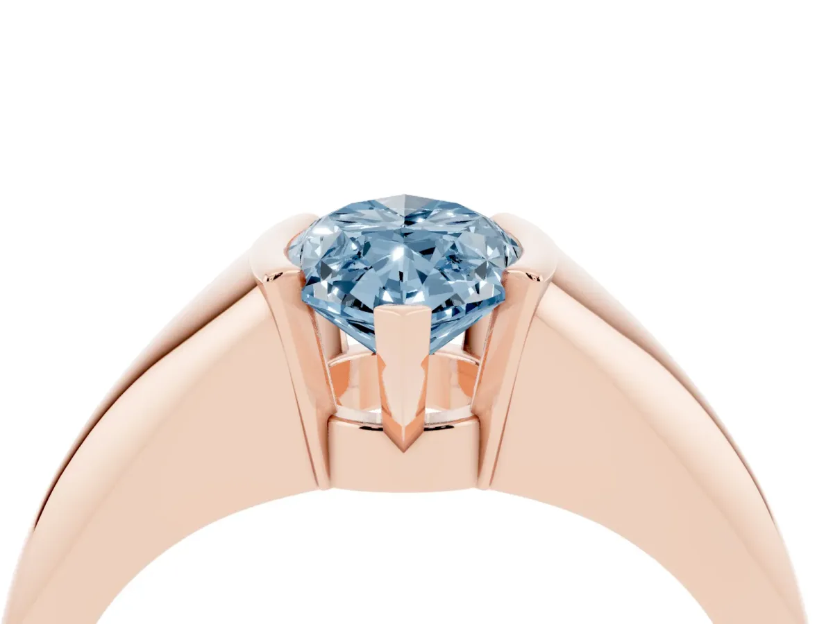 Fancy Blue Marquise Cut Solitaire Tension Set Diamond Ring Rose gold