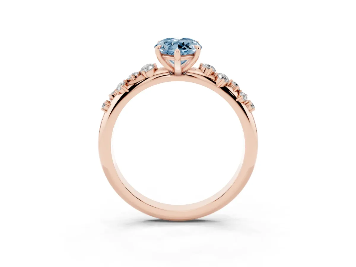 Fancy Blue Marquise Cut Diamond Cluster Prong-Set Solitaire Ring Rose gold