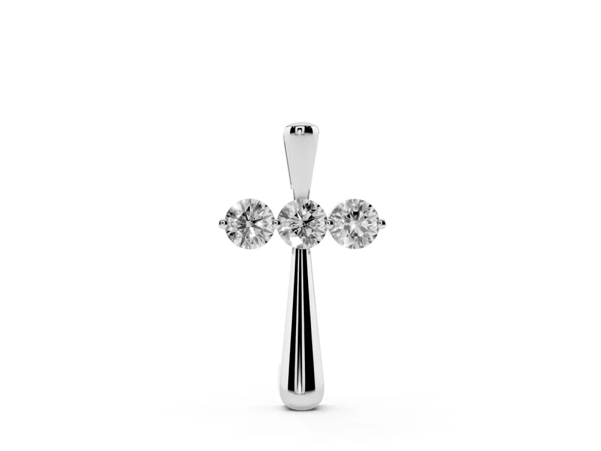 Round Brilliant Three-Stone Prong Set Pendant Silver