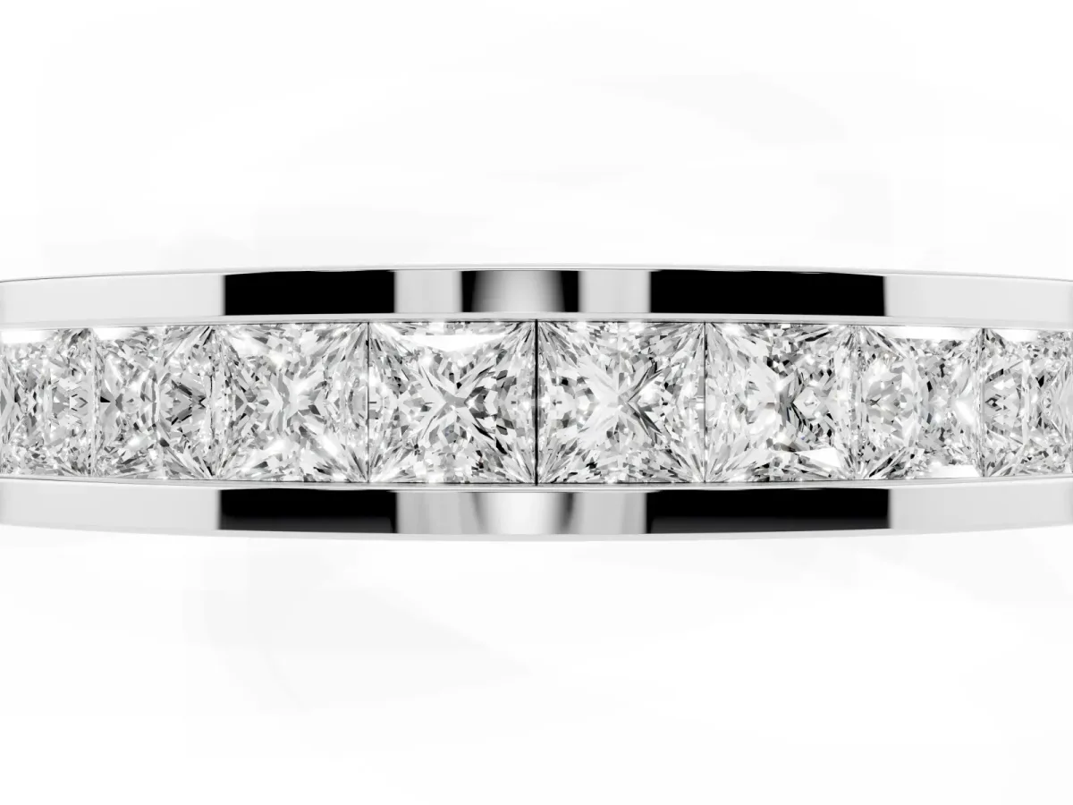 Channel Set Princess Cut Diamond Eternity Band White gold