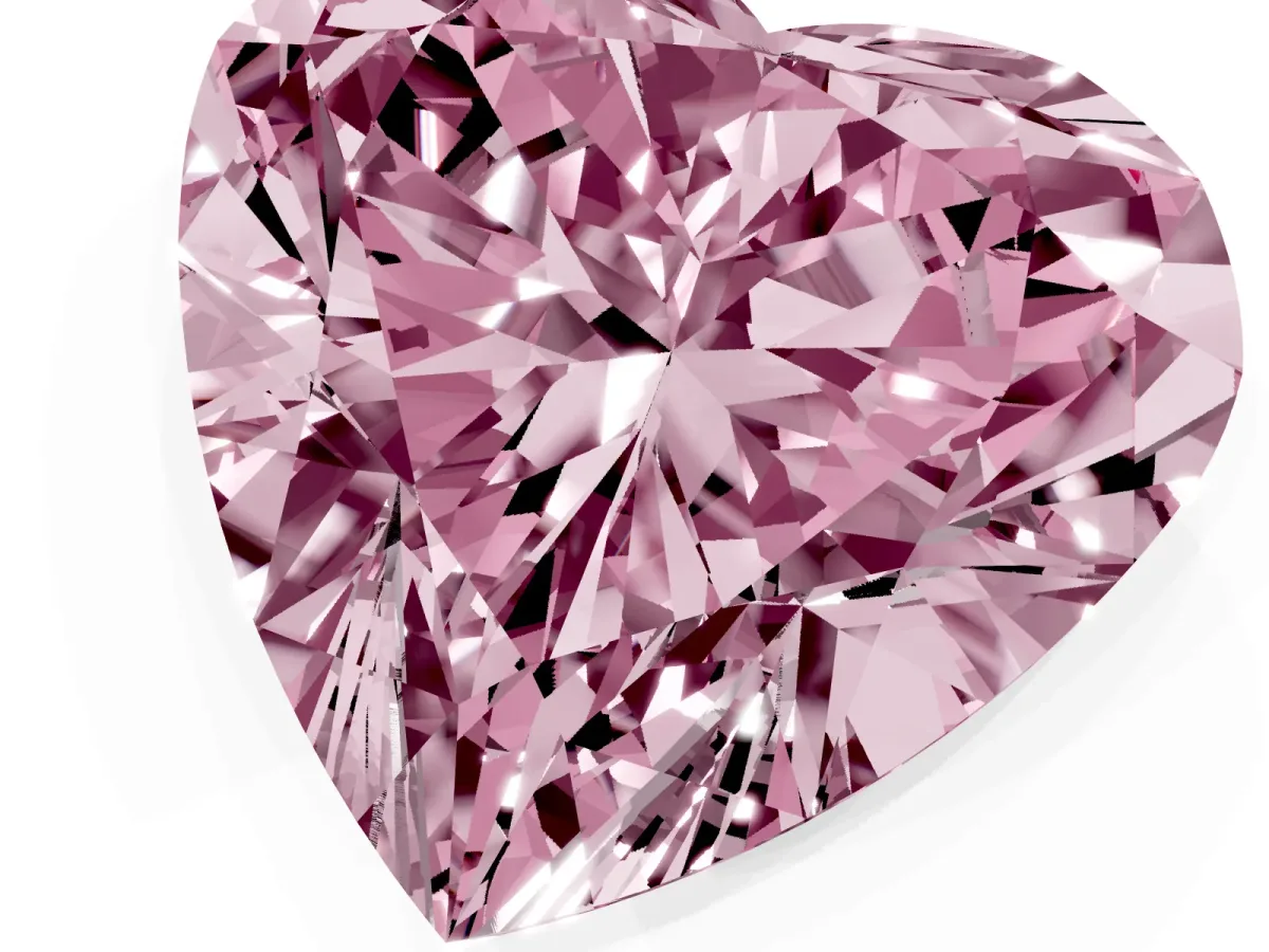 Fancy Pink Heart Cut Diamond Ring with Marquise Side Stones and Prong Setting White gold