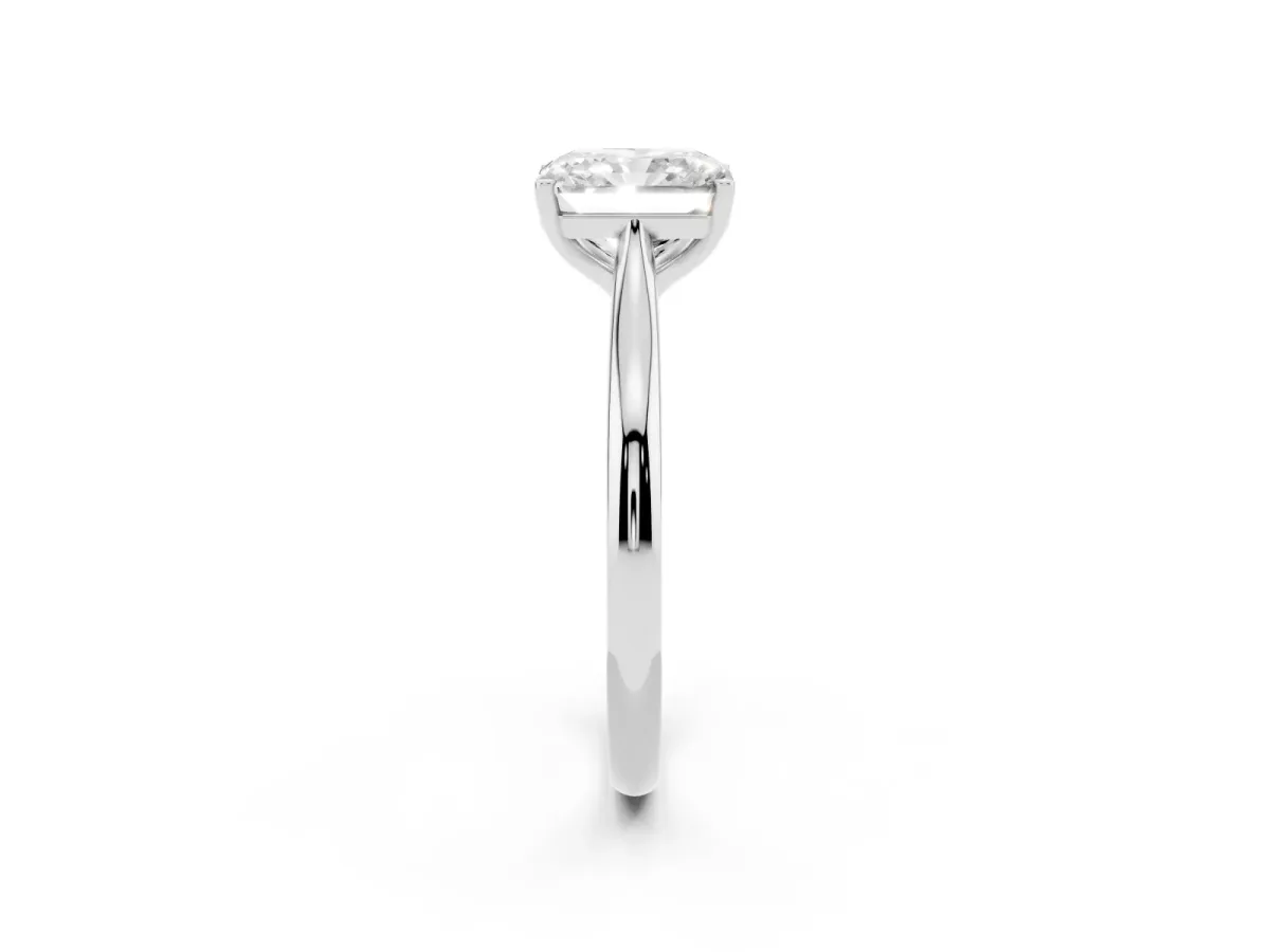 Radiant Cut Cut Solitaire Ring with Cathedral Band and Four-Prong Setting Silver