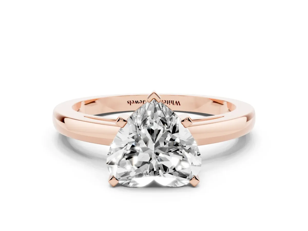 Heart Cut Solitaire Diamond Engagement Ring with Four-Prong Setting on a Classic Band Rose gold
