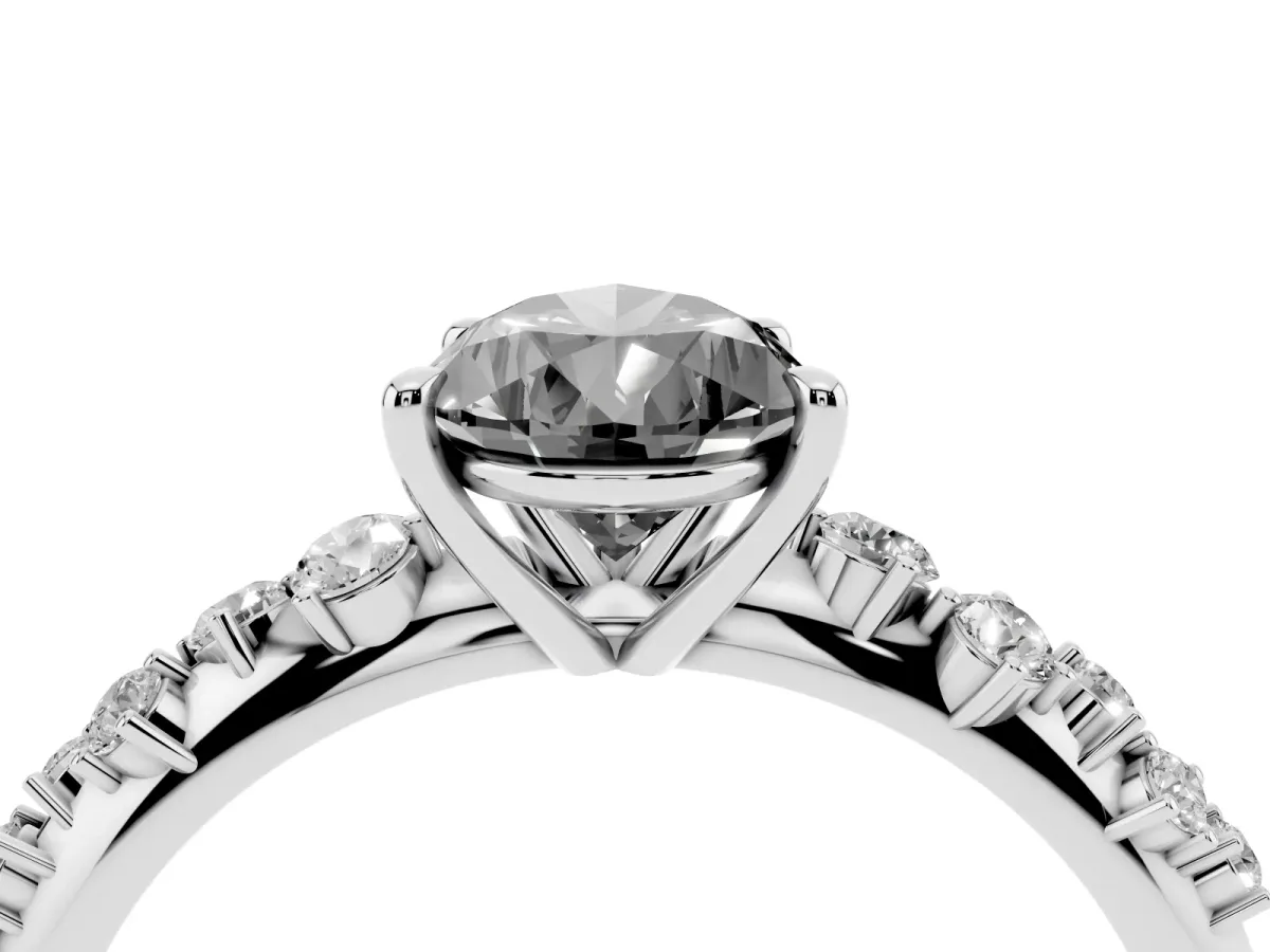Fancy Black Pear Cut Diamond Cluster Side Stone Solitaire Ring with Prong Setting Silver