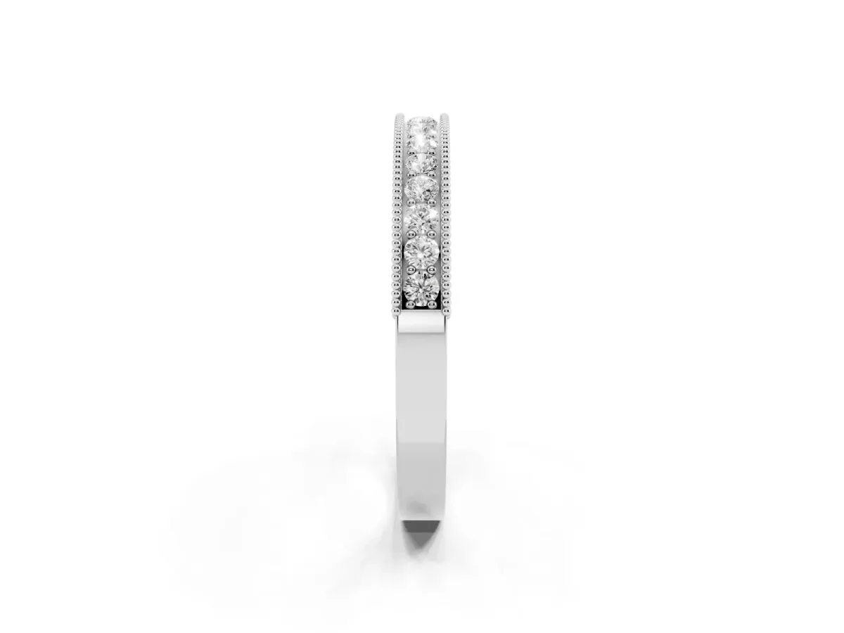 Channel Set Round Diamond Milgrain Edge Eternity Band Platinum