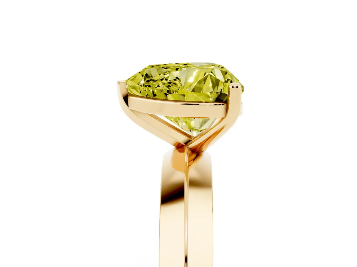 Fancy Yellow Heart Cut Cut Solitaire Engagement Ring with Flat Band and Four-Prong Setting Yellow gold